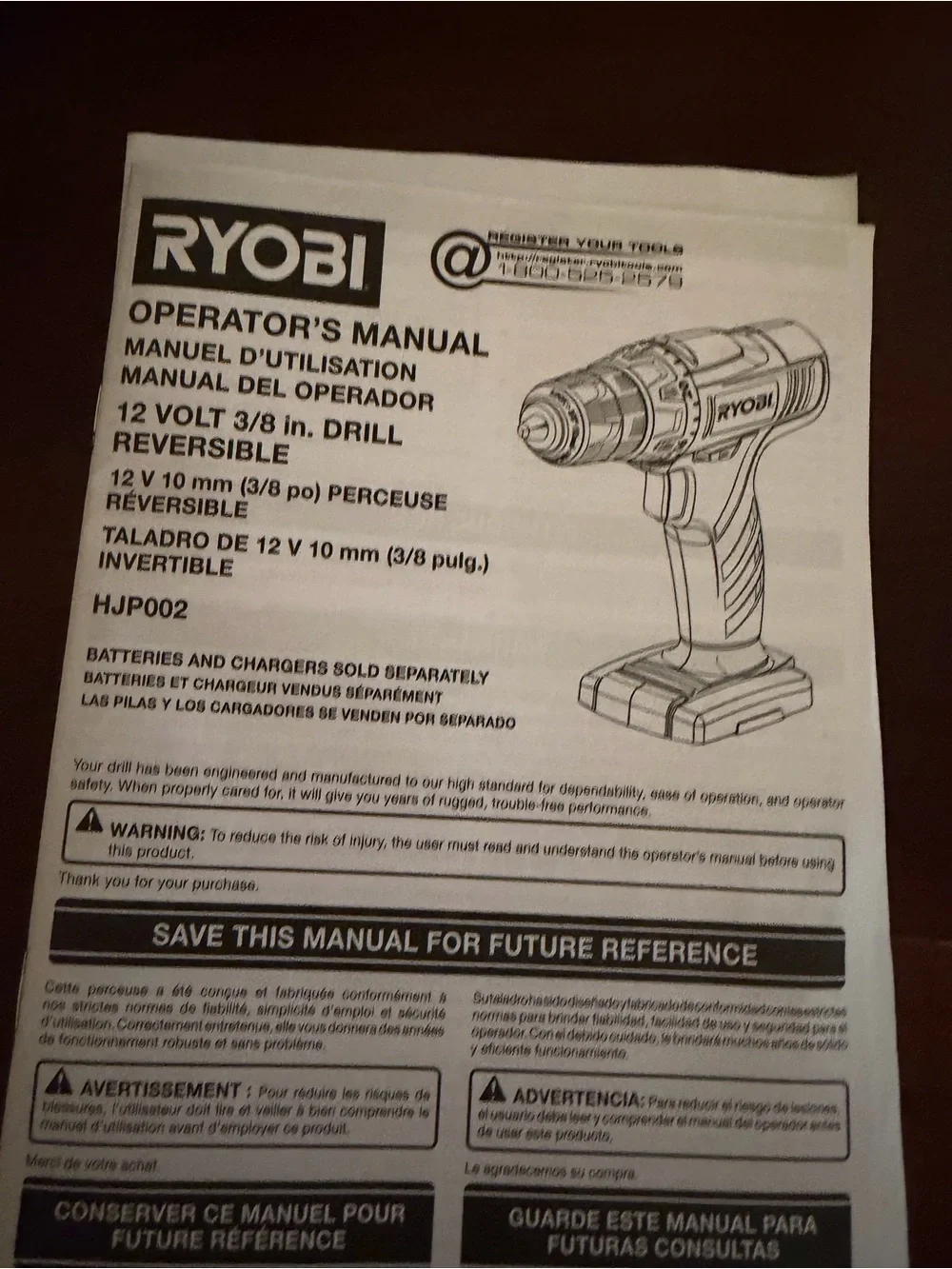 RYOBI HJP002 Power Drill. TWO lithium ion batteries!!